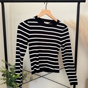Black and White Striped Women's Top